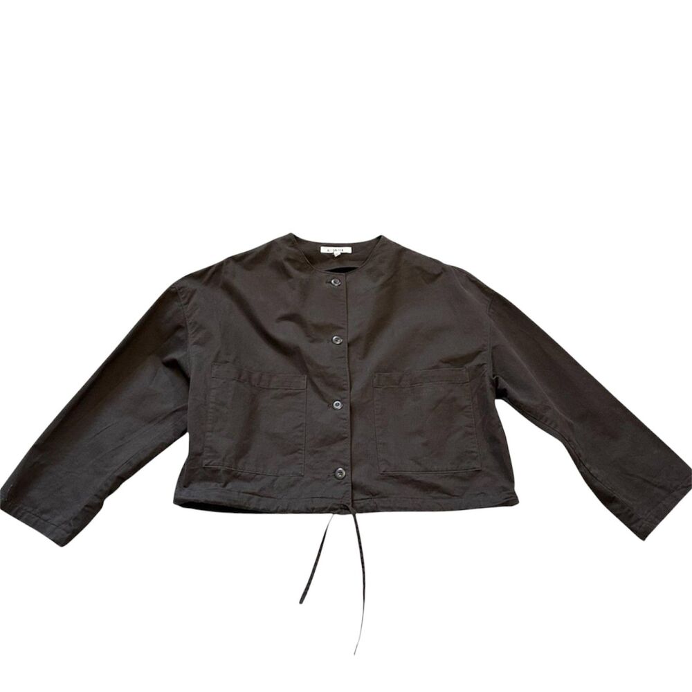 Ali Golden Cropped Drawstring Jacket in Dark Taupe Size XS/S